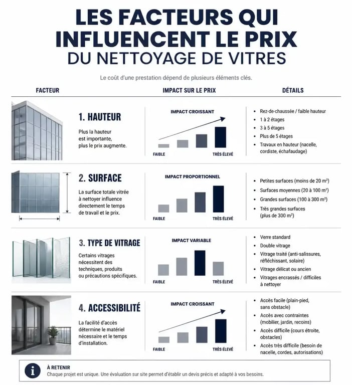 Facteurs influençant le prix pour nettoyer les vitres professionnelles